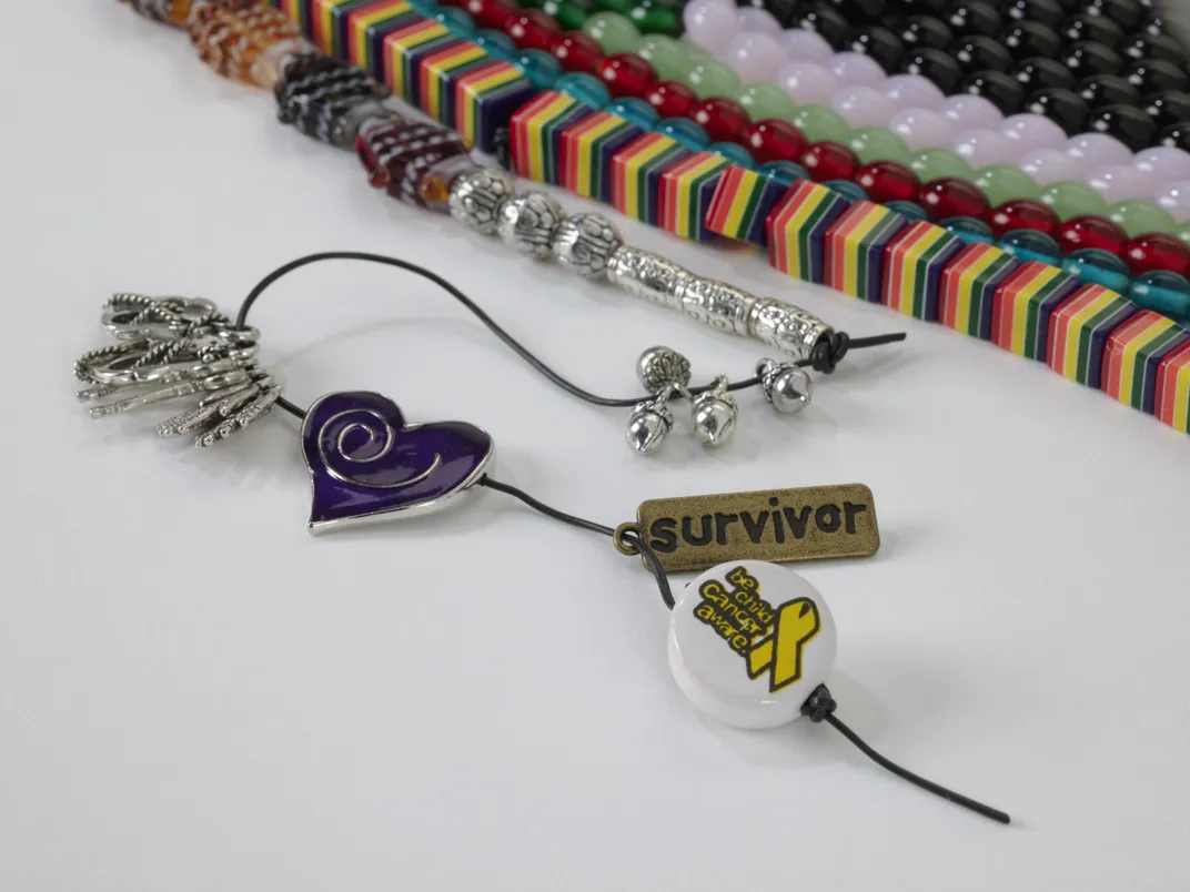 Cancer patient Ted Drummond's "beads of courage."