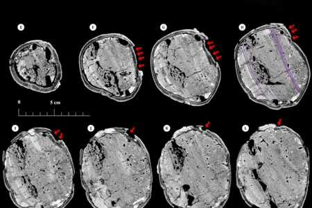 The skull was fractured on its front and left side.