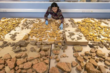 The pieces were jumbled together when the building was demolished.