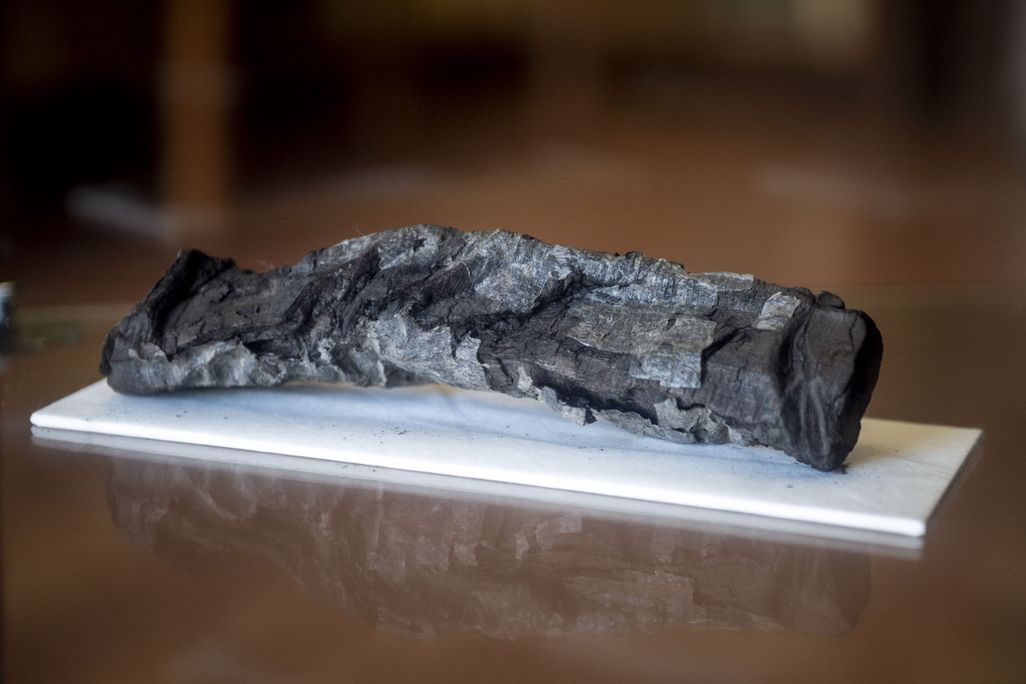 A blackened scroll