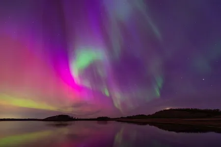 The northern lights appear near Saskatoon in Saskatchewan, Canada, on May 11, 2024.